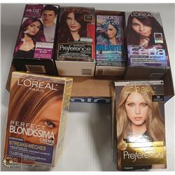 BOX OF VARIOUS COLOURS HAIR COLOUR