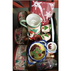 FLAT W/ LARGE CHRISTMAS CERAMIC PITCHER