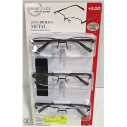 NEW SEALED FOSTER GRANT READING GLASSES +3.00