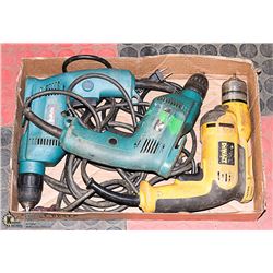 LOT OF 3 ASSORTED POWER DRILLS