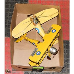 VINTAGE ALL METAL AIRPLANE DECOR X2
