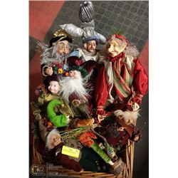 BASKET OF ASSORTED DOLLS