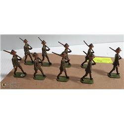 ANTIQUE 9 PCS LEAD SOLDIERS "INFANTRY"