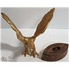 Image 1 : GOLD PLATED EAGLE  GILDING AND ANTIQUE SAD IRON