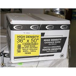 CASE OF 125 36"X50" CLEAR FOOD GRADE GARBAGE BAGS
