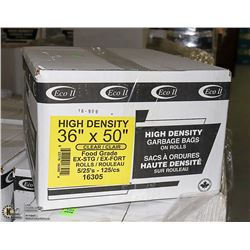 CASE OF 125 36"X50" CLEAR FOOD GRADE GARBAGE BAGS