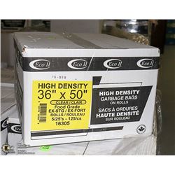 CASE OF 125 36"X50" CLEAR FOOD GRADE GARBAGE BAGS