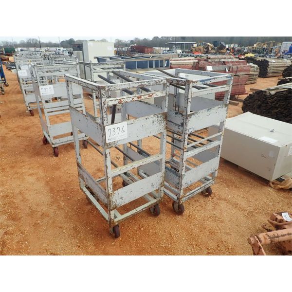 (2) metal roll around parts cart