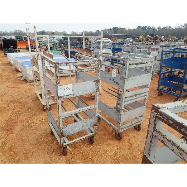 (2) metal roll around parts cart