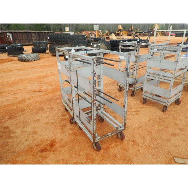(2) metal roll around parts cart