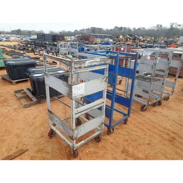 (2) metal roll around parts cart