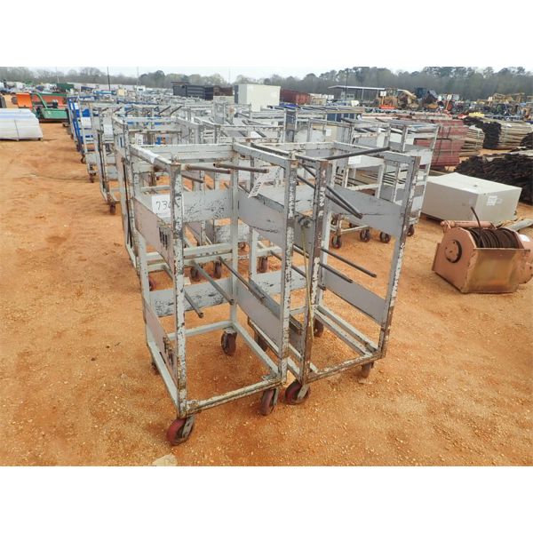 (2) metal roll around parts cart