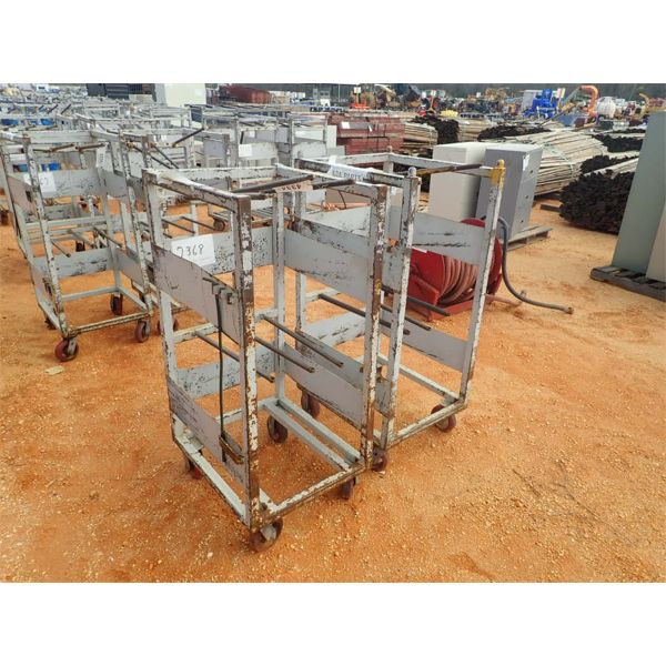(2) metal roll around parts cart 
