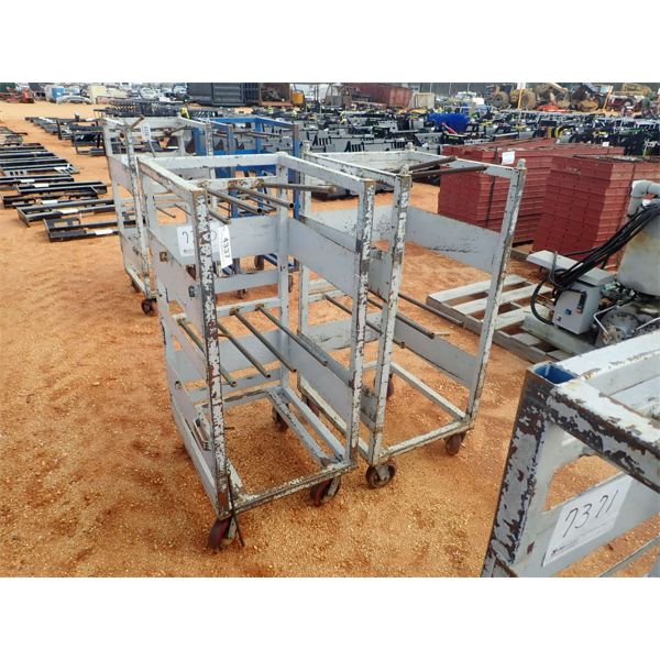 (2) metal roll around parts cart