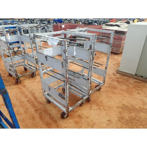 (2) metal roll around parts cart