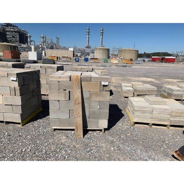 2 pallets of approx. 75 standard core concrete blocks w/ approx. 15 pavers