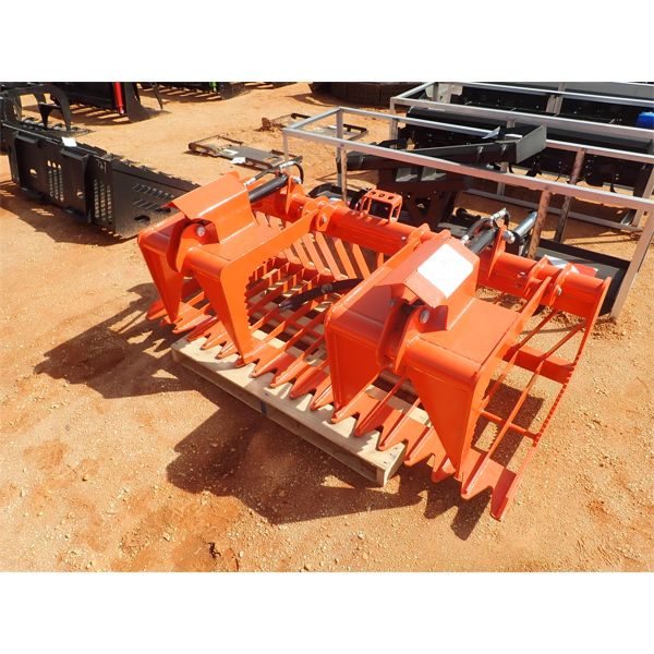 74" rock bucket w/top grapple, fits skid steer loader