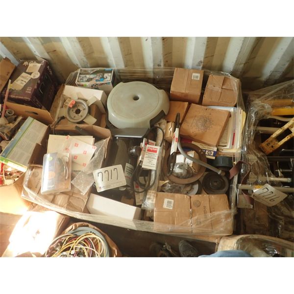 (1) pallet misc belt pulley, fan belts, head sets 