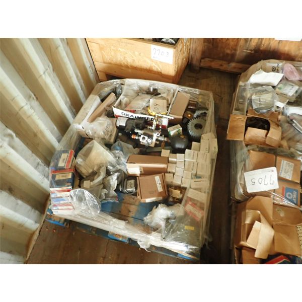 (1) pallet of misc bearing, elect parts 