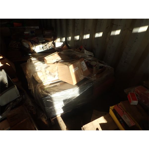 (1) pallet misc lightbulb, rubber wheels, filter, elect parts 