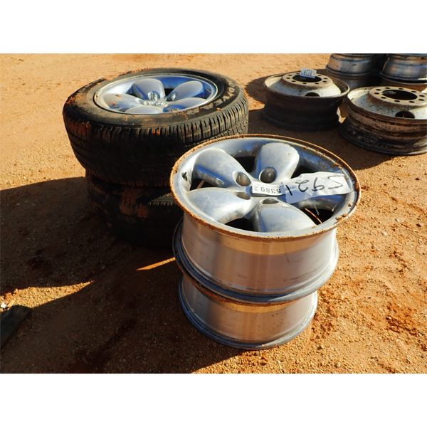 (4) Dodge rims, (2) tires