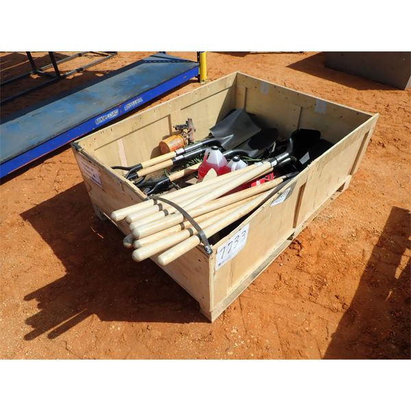 Crate of tools & (12) new shovels
