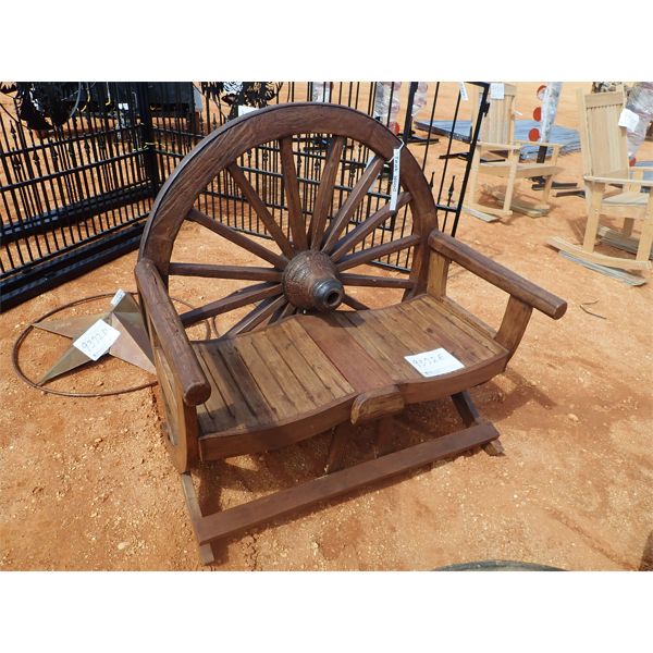Teak wood wagon wheel bench
