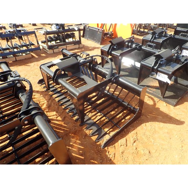 75" Rock grapple bucket, fits skid steer loader 