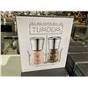 Image 2 : 6 YUMDUM STAINLESS STEEL / GLASS SALT & PEPPER MILL SETS