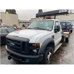2009 FORD F-550 XL SUPERDUTY, 2DR FLATDECK CHASSIS, WHITE, VIN # 1FDGF57R89EA29708