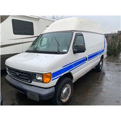 2006 FORD E-350 SUPER DUTY, 3DR CARGO VAN, WHITE, VIN # 1FTSS34L36HA91509