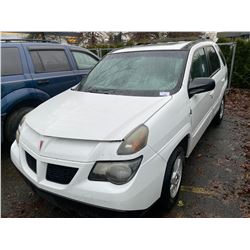 2002 PONTIAC AZTEK, 4DR SUV, WHITE, VIN # 3G7DA03E52S588882