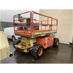 JLG SCISSOR LIFT, MODEL 25RT5, SER # 0200066440, GAS/PROPANE, MAX HEIGHT 25FT, MAX CAPACITY 750LBS