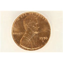 1970-S LARGE DATE LINCOLN CENT ANACS MS65 RED