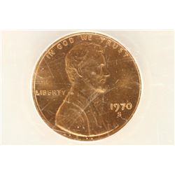 1970-S LARGE DATE LINCOLN CENT ANACS MS65 RED