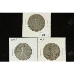 1940-S, 1941-D & 1942 WALKING LIBERTY HALF DOLLARS