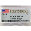 Image 3 : 2014 AMERICAN SILVER EAGLE PCGS MS70 1ST STRIKE