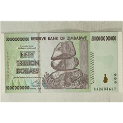 2008 ZIMBABWE FIFTY TRILLION DOLLARS BANK NOTE