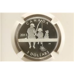 2013 CANADA  FISHING  SILVER $3 NGC PF70 1ST