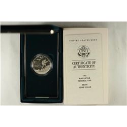 1991 KOREAN WAR MEMORIAL PROOF SILVER DOLLAR