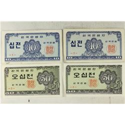 1962 BANK OF KOREA 2-10 JEON AND 2-50 JEON