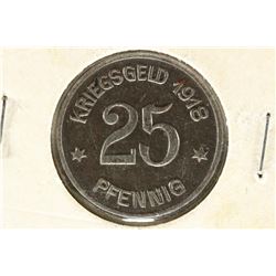 1918 GERMAN 25 PFENNIG (IRON) AU