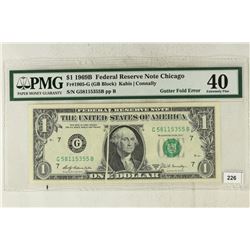 ERROR 1969-B $1 FRN GUTTER FOLD ERROR PMG 40 EF