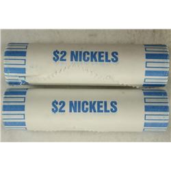 2-$2 ROLLS OF 2009-P JEFFERSON NICKELS BU