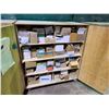 Image 2 : WOODEN MOBILE 2 DOOR STORAGE CABINET WITH ELECTRICAL CONTENTS CABINET SIZE 54"H X 48"W X 24"D