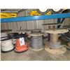 Image 2 : SHELF LOT OF ASSORTED ELECTRICAL WIRE SPOOLS AND 2 A-BRACES (NOT COMPLETE)