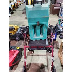 DRIVE 4 WHEEL MOBILITY FOLDING WALKER, WITH OXYGEN TANK IN HARD CASE