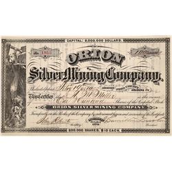 Orion Silver Mining Co. Stock – Pima County, Arizona Territory   (123671)