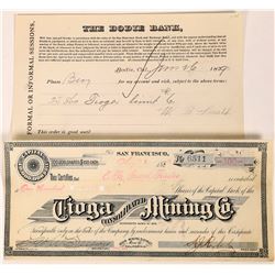 Tioga Consolidated Mining Company Stock and Stock Request , Bodie (123562)