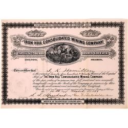 Iron Hill Cons. Mining Company Stock Certificate  (123596)